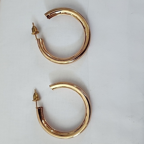 Gold Toned Hoop earrings - Picture 2 of 2